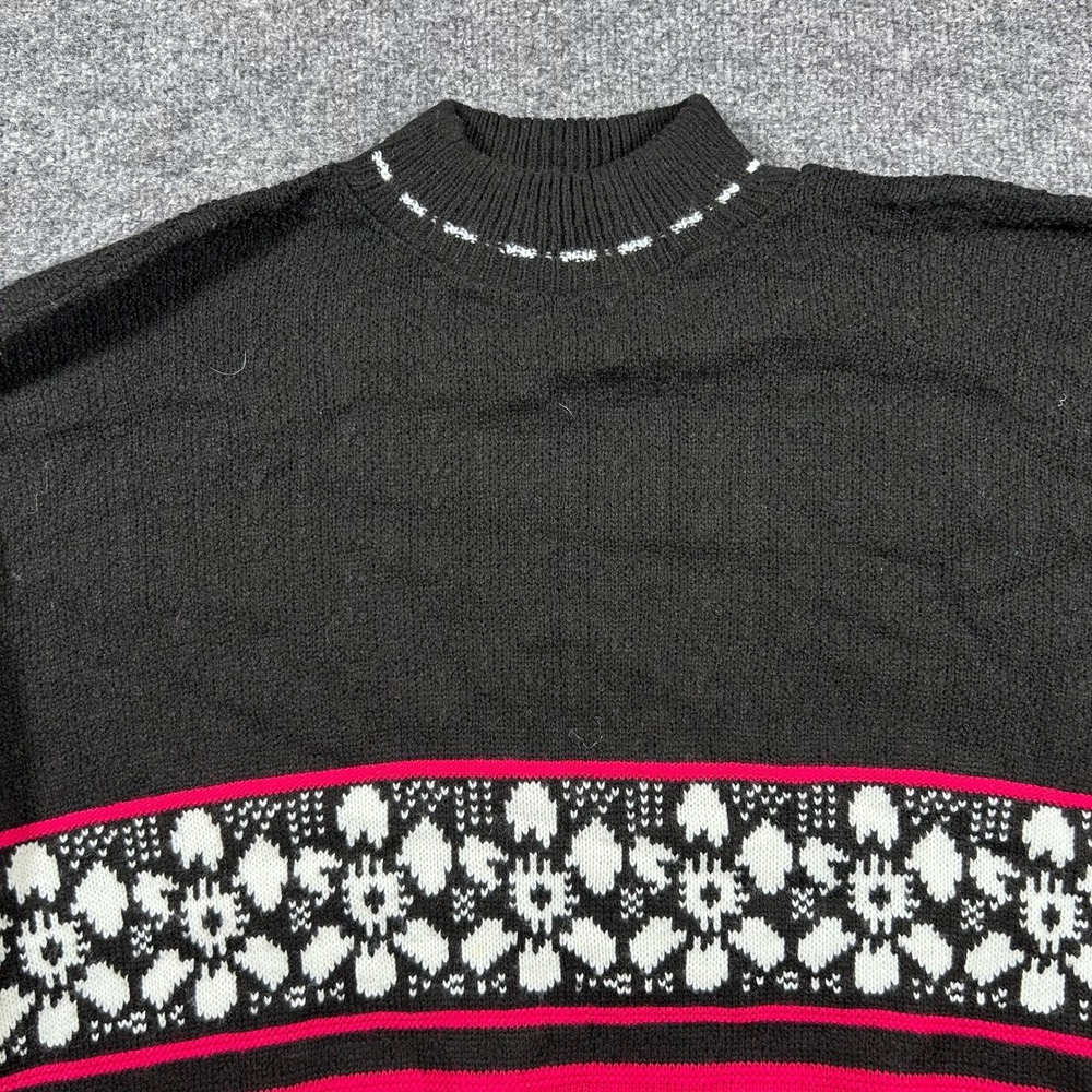 Pride Sweater Womens Size 22W Black Pink Teal Geometric Floral Vintage USA Made